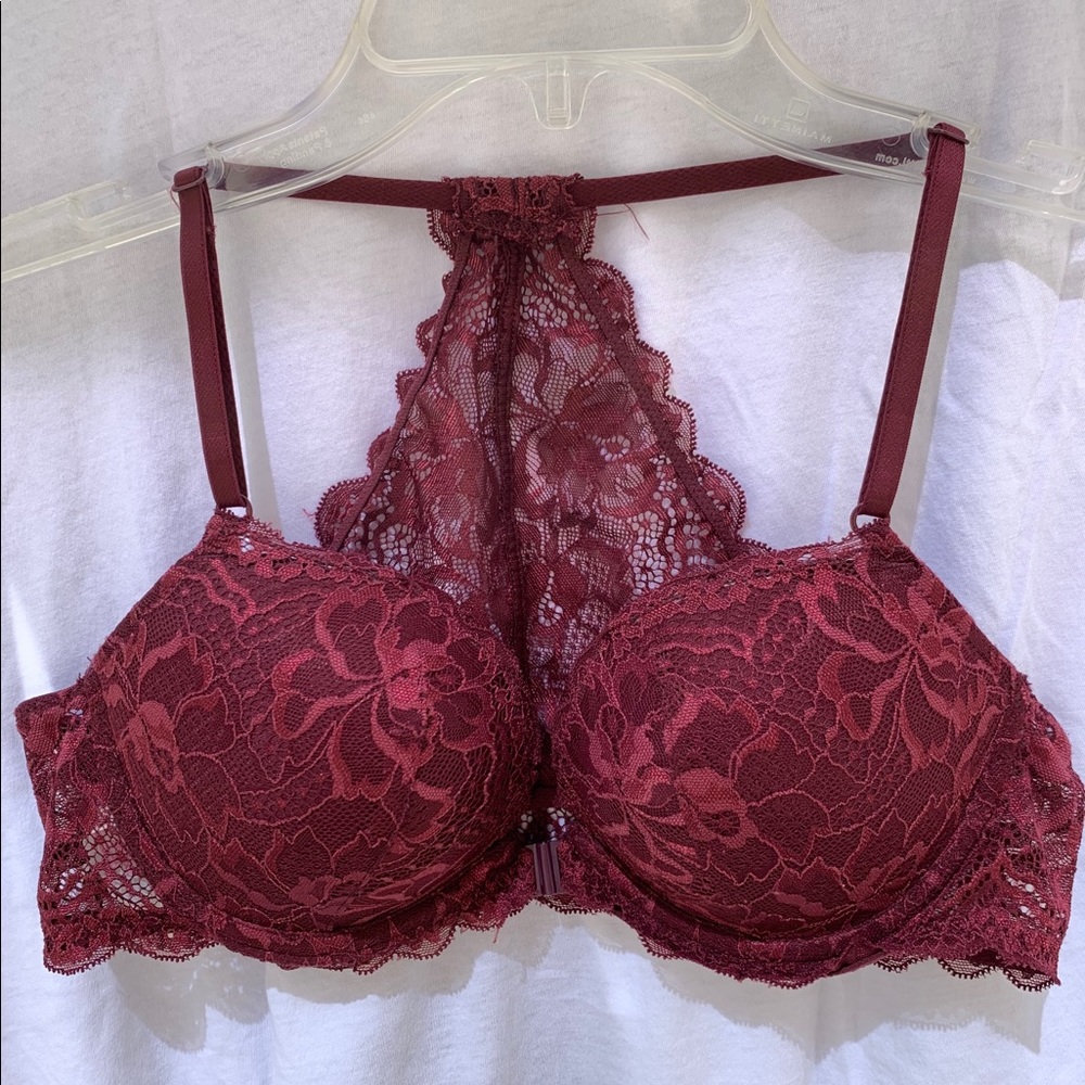 Victoria’s Secret Pink Lace Bralette 36B Burguny